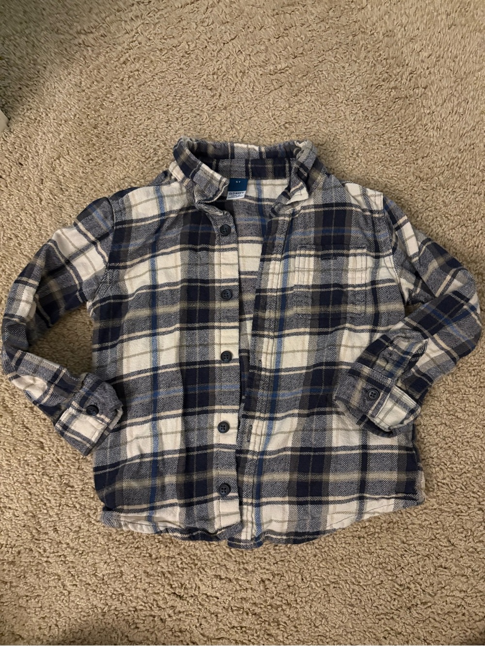 Old Navy Navy and White Plaid Button-Down Shirt